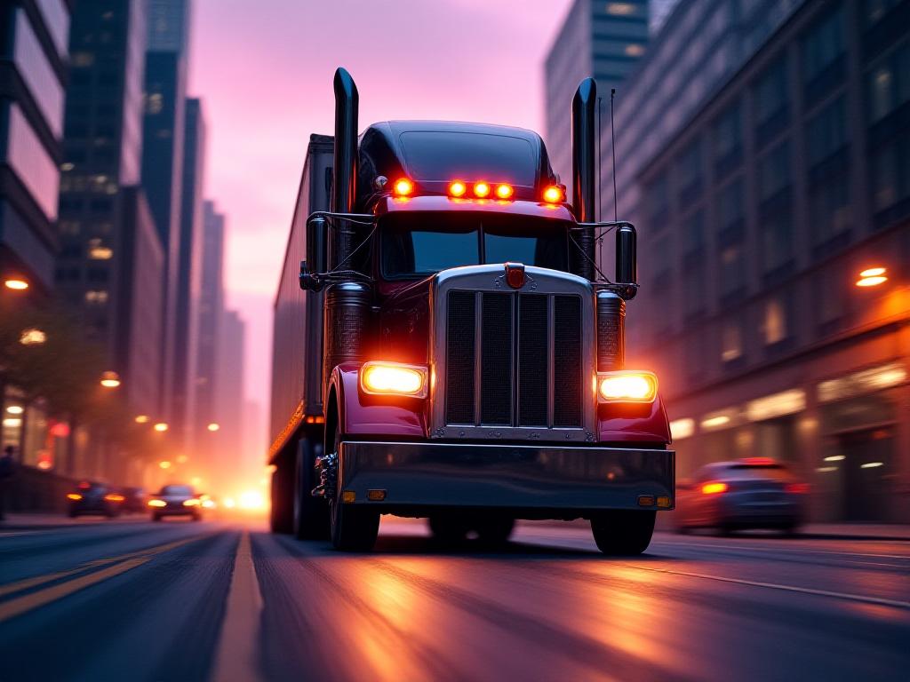 Heavy duty freight truck on a New York transit route